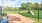 Dog park with equipment and bench
